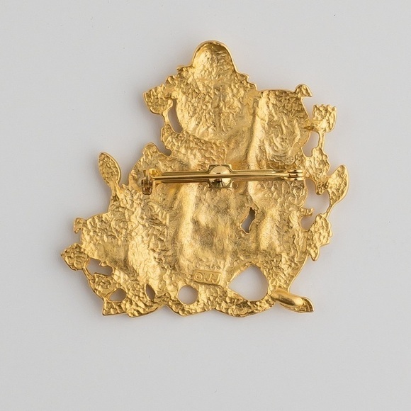 JJ Jonette Brooch Pin Whimsical Pig Family Reunion Sunday Dinner Gold Tone NWT - Picture 7 of 10